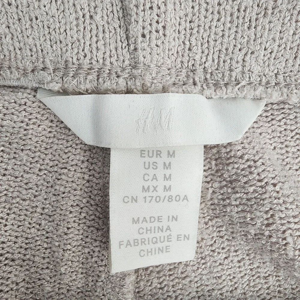 H&M Knit Lounge Shorts Oatmeal Beige Drawstring High Rise Womens Medium